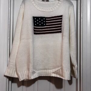 Women's White Sweater with Flag Design